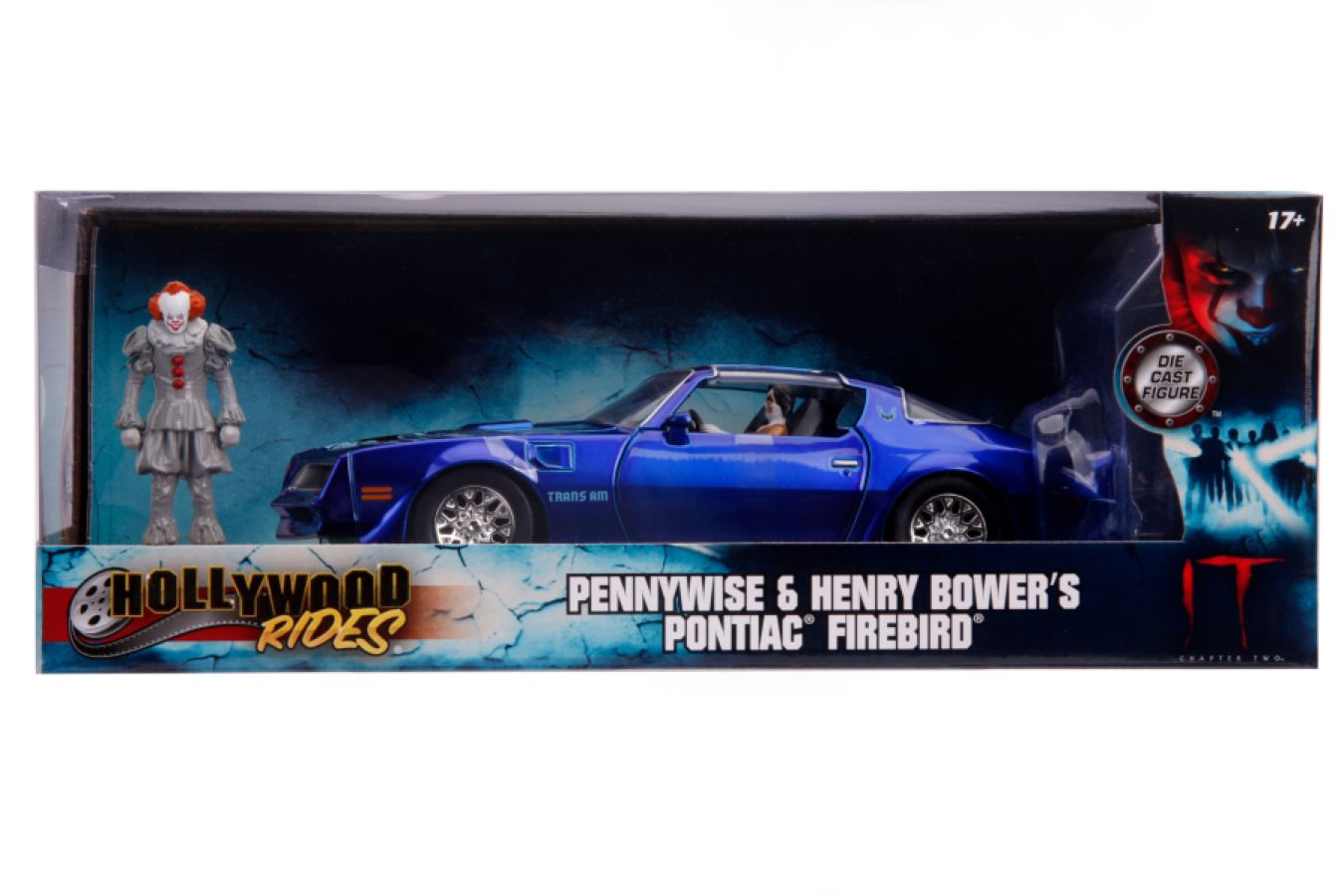 It (2017) - 1977 Pontiac Firebird 1:24 with Pennywise Figure Hollywood Ride - Ozzie Collectables