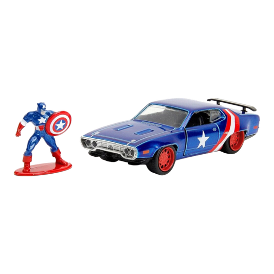 Marvel Comics - 1972 Plymouth GTX with Captain America 1:32 Scale Diecast Figure
