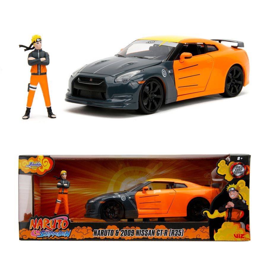 Naruto - Nissan GT-R R35 (2009) 1:24 Scale with Naruto Figure Hollywood Rides Diecast Vehicle