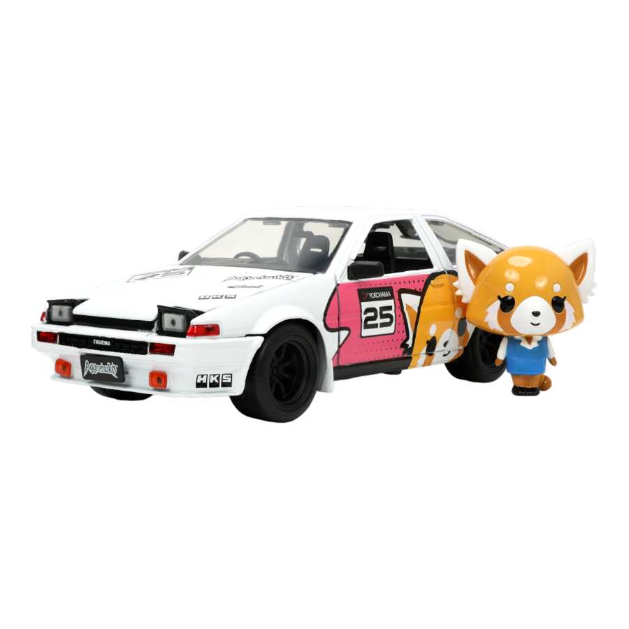 Aggretsuko - Toyota AE86 with Aggretsuko 1:24 Scale Diecast Set