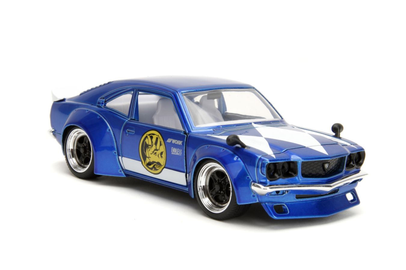 Power Rangers - 1974 Mazda RX-3 (with Blue Ranger) 1:24 Scale Diecast Vehicle Set