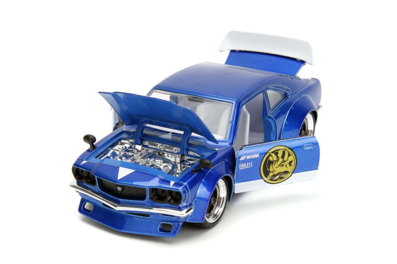 Power Rangers - 1974 Mazda RX-3 (with Blue Ranger) 1:24 Scale Diecast Vehicle Set