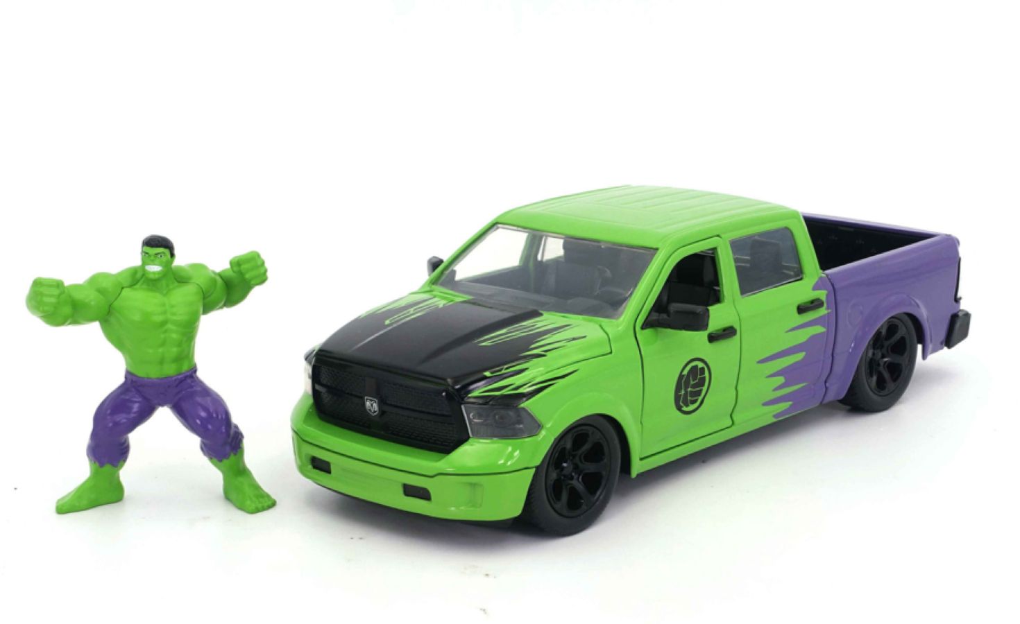 Marvel Comics - 2014 Dodge Ram 1500 1:32 Scale Hollywood Rides with Hulk Set