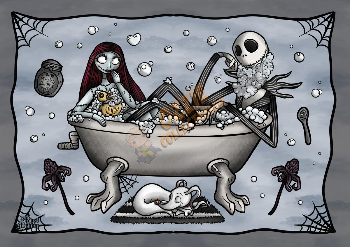 Jack and Sally Zero Nightmare Before Christmas Print By Rose Demon ...