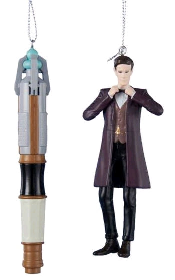 Doctor Who - 4.5" 11th Doctor & Sonic Screwdriver Christmas Ornament - Ozzie Collectables
