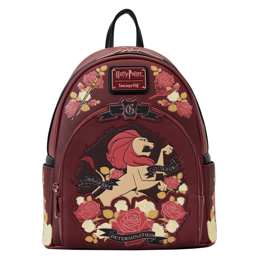 Harry Potter - Gryffindor House Floral Tattoo Mini Backpack