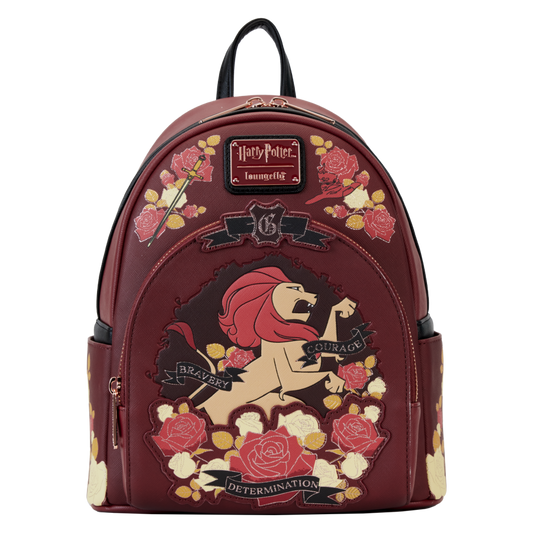 Harry Potter - Gryffindor House Floral Tattoo Mini Backpack