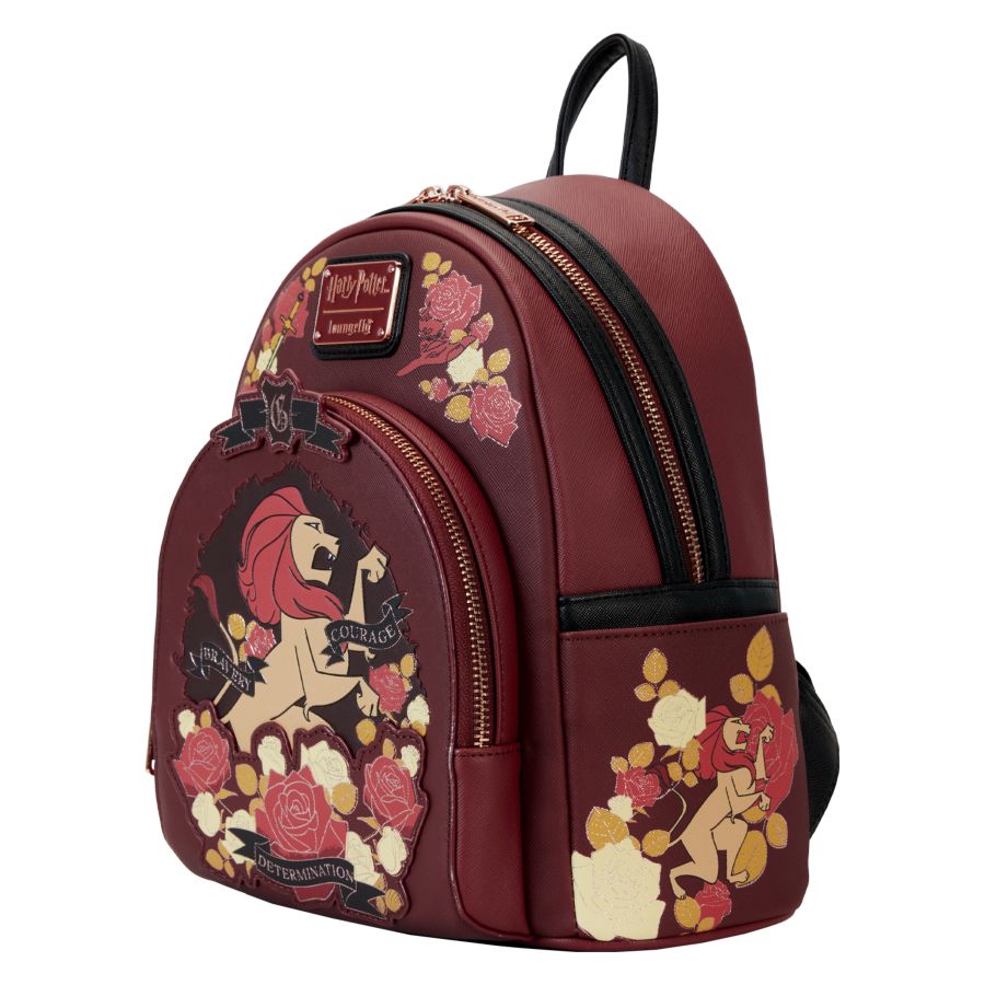 Harry Potter - Gryffindor House Floral Tattoo Mini Backpack