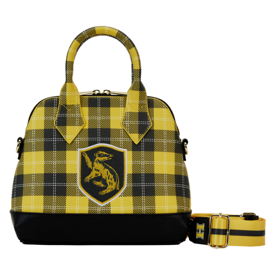 Harry Potter - Hufflepuff Patch Varsity Plaid Crossbody Bag