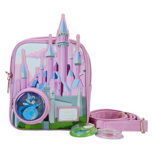 Sleeping Beauty -Castle Three Good Fairies Stained Glass Crossbody Bag