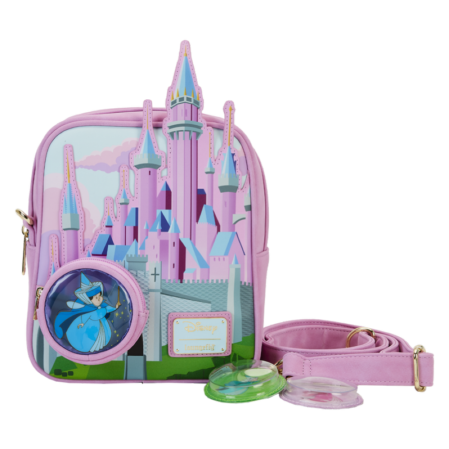 Sleeping Beauty -Castle Three Good Fairies Stained Glass Crossbody Bag