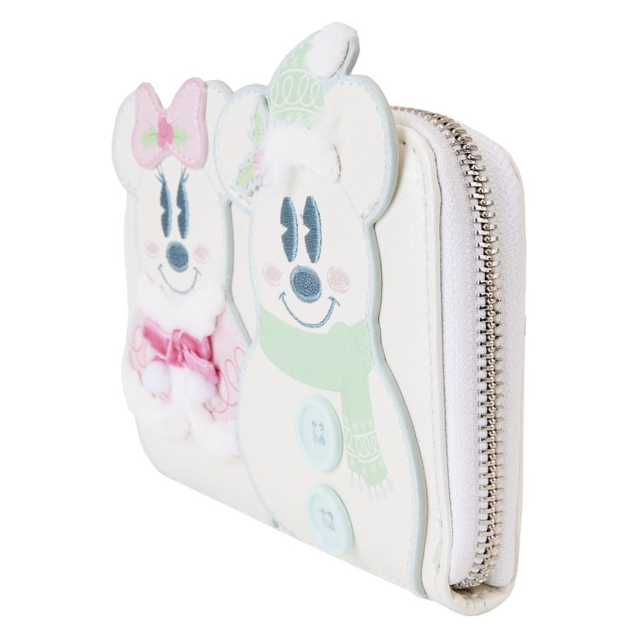 Disney - Mickey & Minnie Pastel Snowman Zip Around Wallet