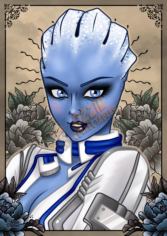 Liara Mass effect tattoo Print By Rose Demon - RoseDemon Art Print Poster