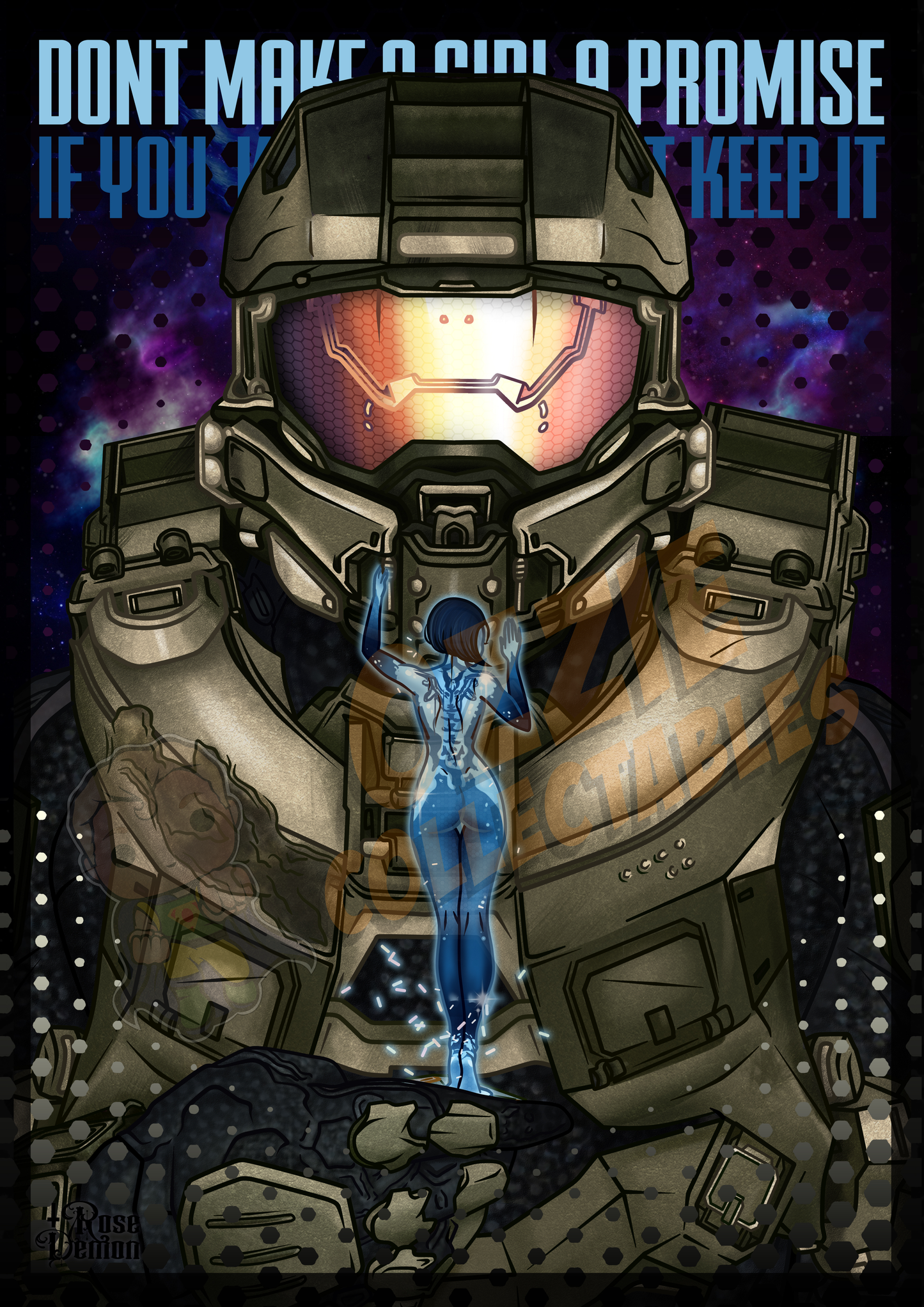 Halo - Master Chief - Rose Demon Art Print Poster