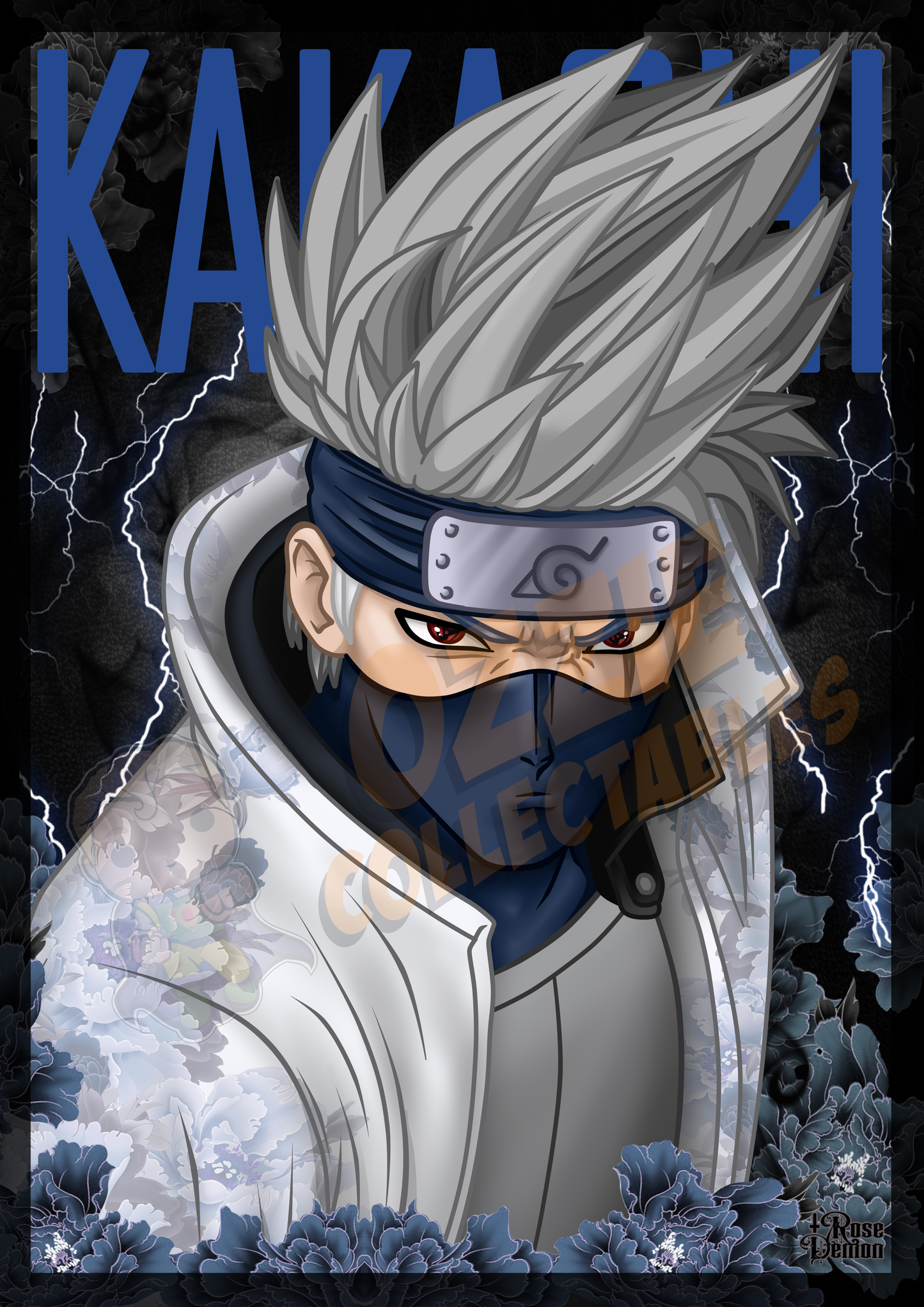Naruto - Kakashi Hatake - Rose Demon Art Print Poster