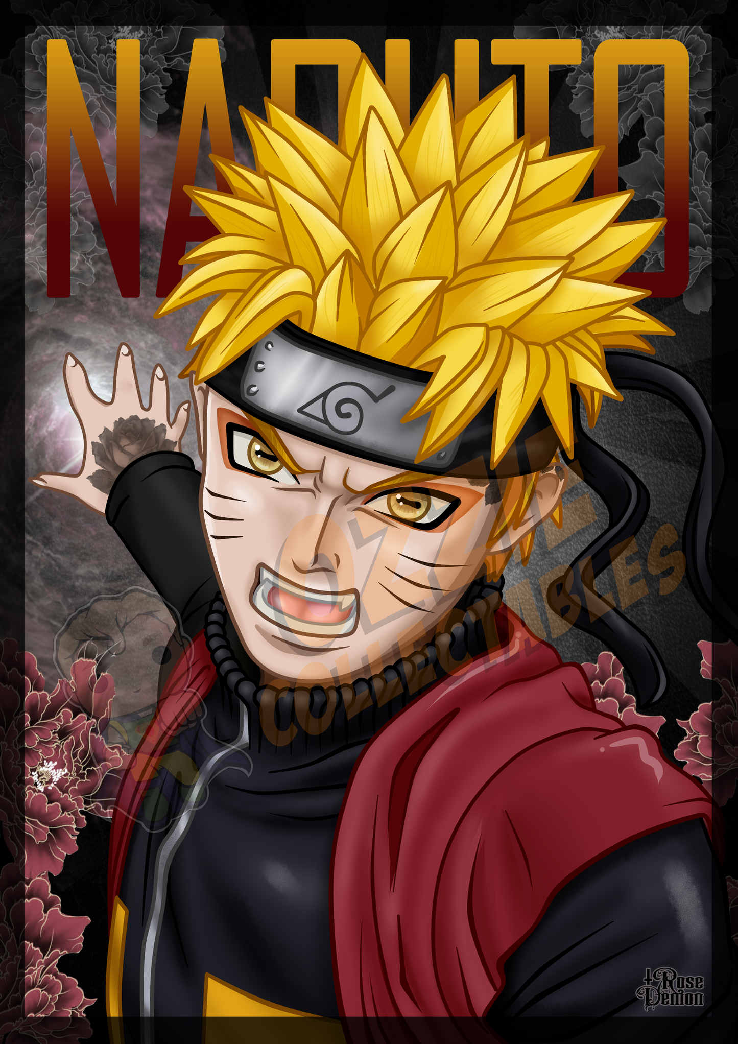 Naruto -  Naruto Uzumaki - Rose Demon Art Print Poster
