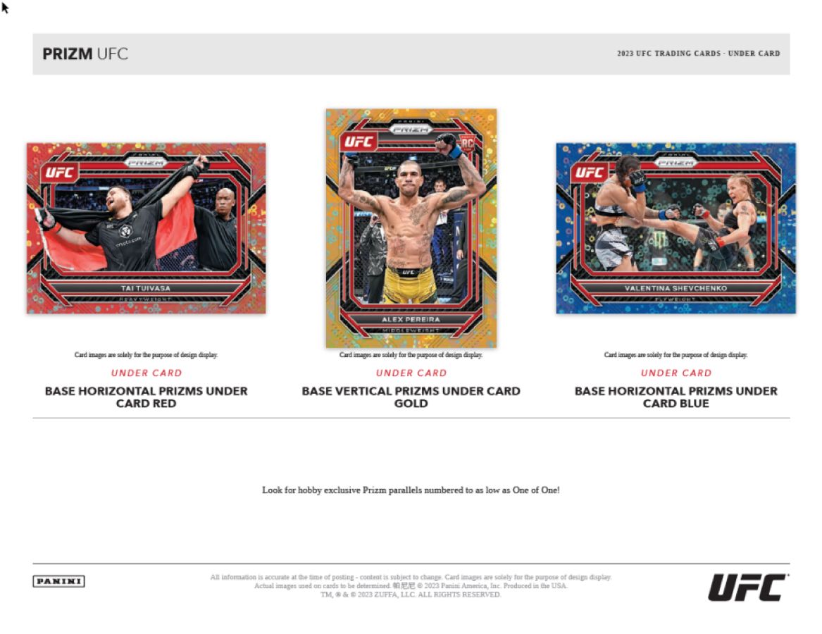 UFC - 2023 Prizm Under Card Trading Cards (Dispay of 10)