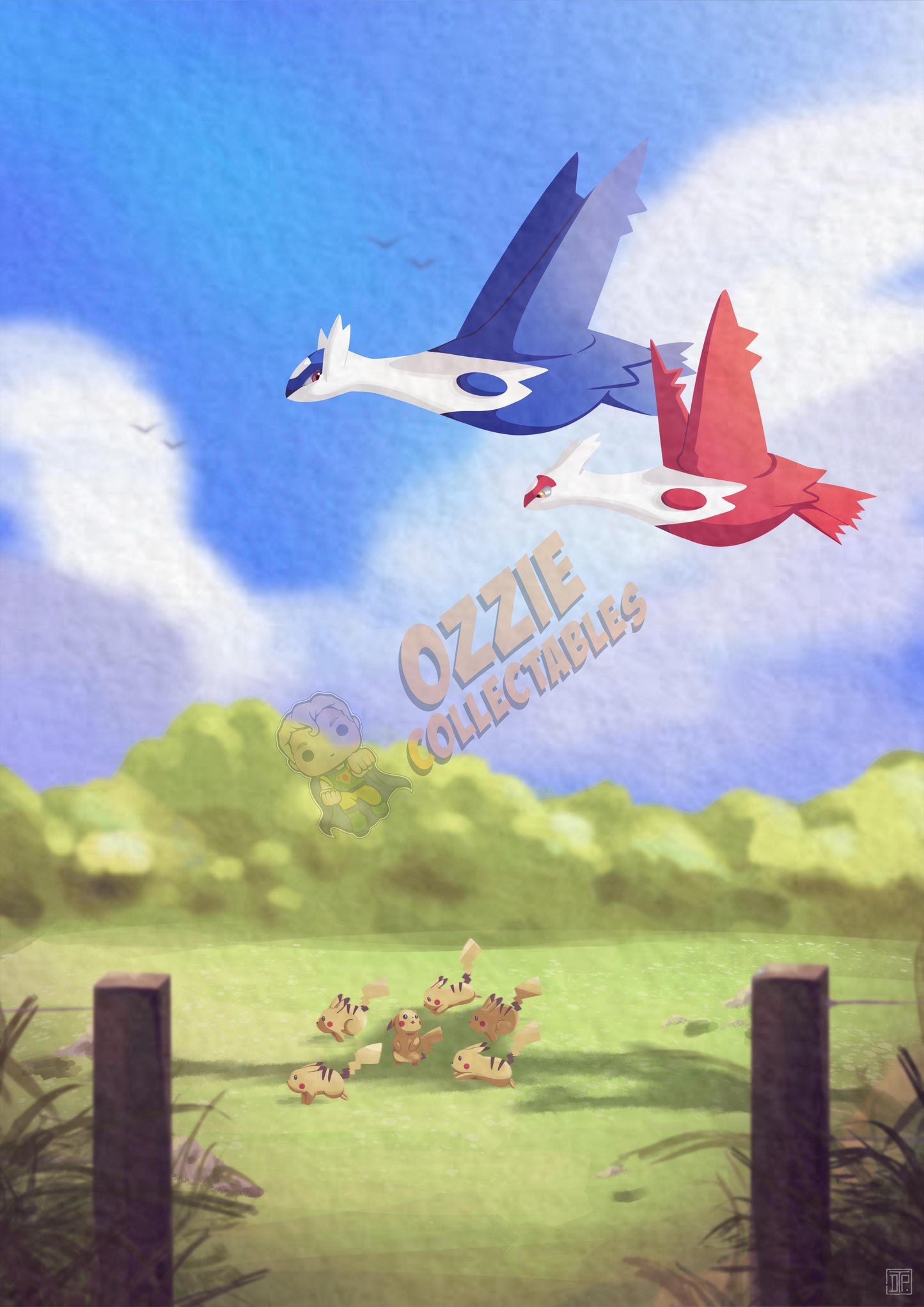 PokeMon - Latios and Latias - Darren Tee Pei Art Print Poster