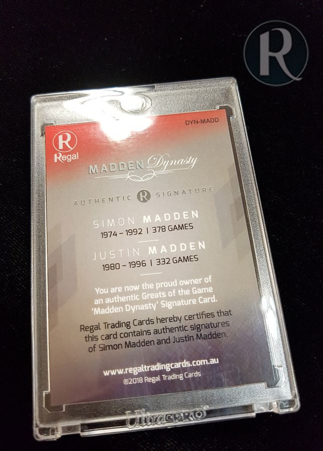 Aussie Rules - 2018 Regal Football Madden Dynasty Dual Signature Card - Ozzie Collectables