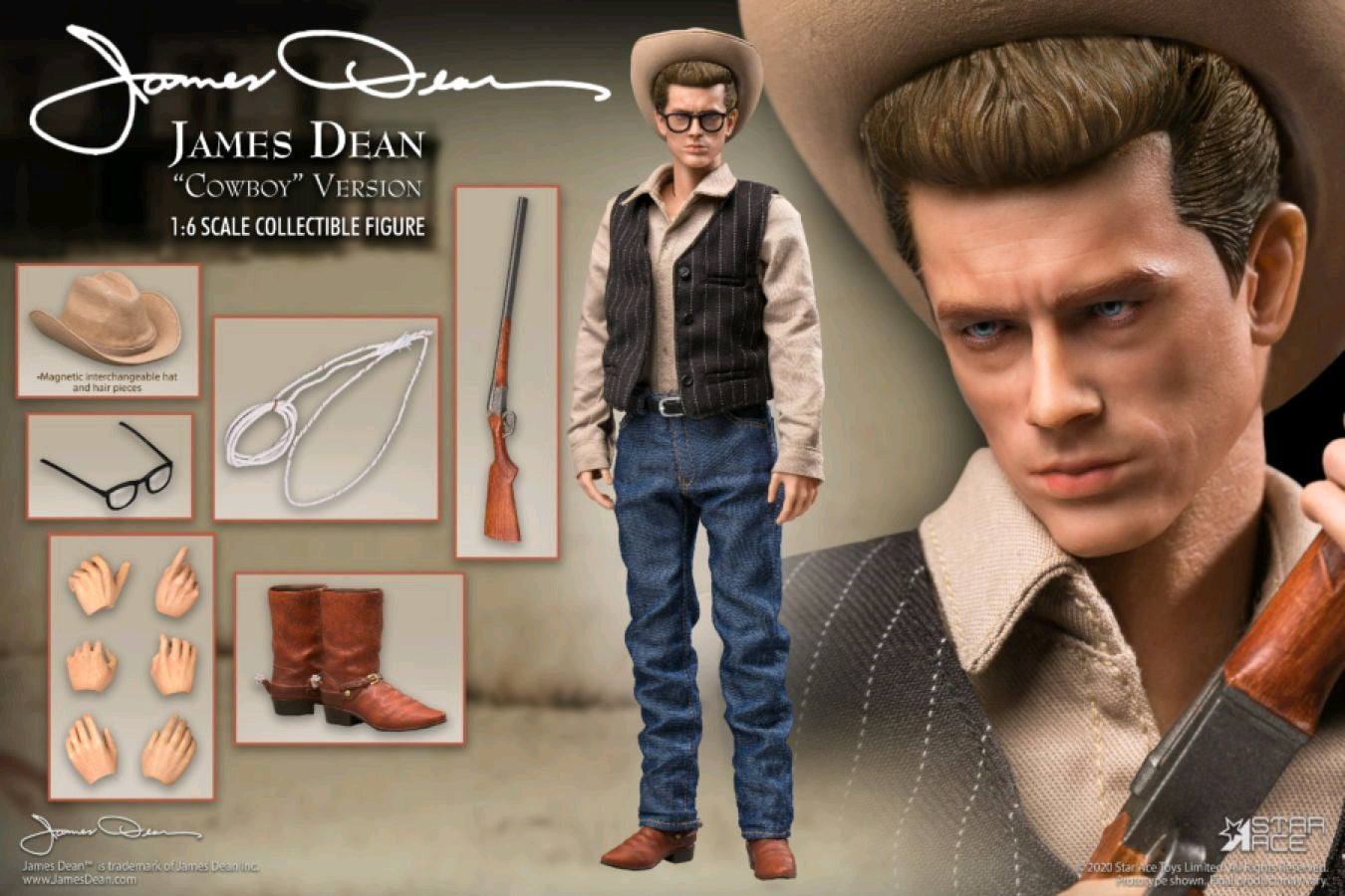 James Dean - Cowboy Version 12" Action Figure - Ozzie Collectables