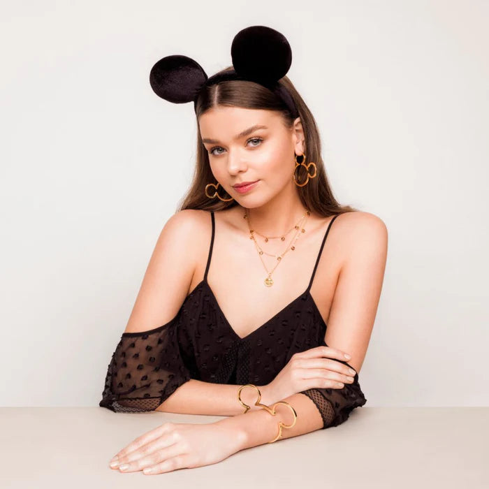 Mickey Mouse Outline Hoop Earrings - Yellow Gold