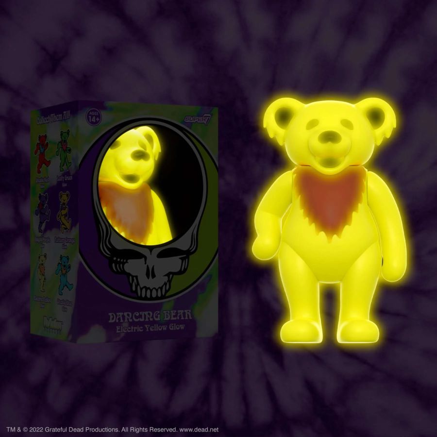 The Grateful Dead - Dancing Bear Glow (Electric Yellow) Reaction 3.75" Figure