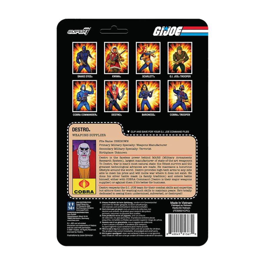 G.I. Joe - Destro ReAction 3.75" Action Figure