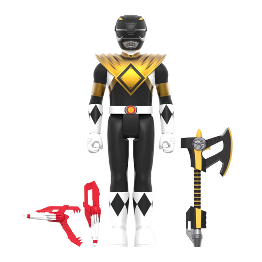 Power Rangers - Black Ranger with Dragon Shield ReAction 3.75" Action Figure