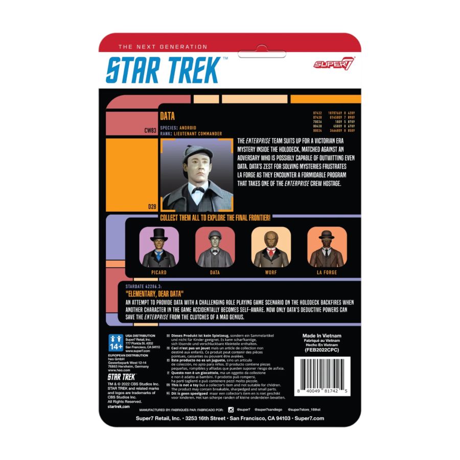 Star Trek: The Next Generation - Data (Holmes) ReAction 3.75" Action Figure