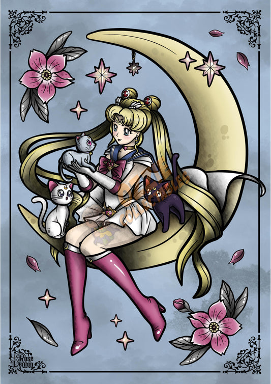 SailorMoon Blue Print By Rose Demon - RoseDemon Art Print Poster