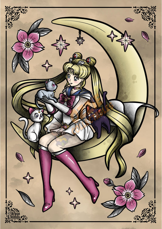 Sailor Moon Tattoo Print By Rose Demon - RoseDemon Art Print Poster