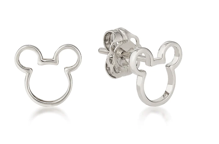 Precious Metal Mickey Mouse Outline Stud Earrings