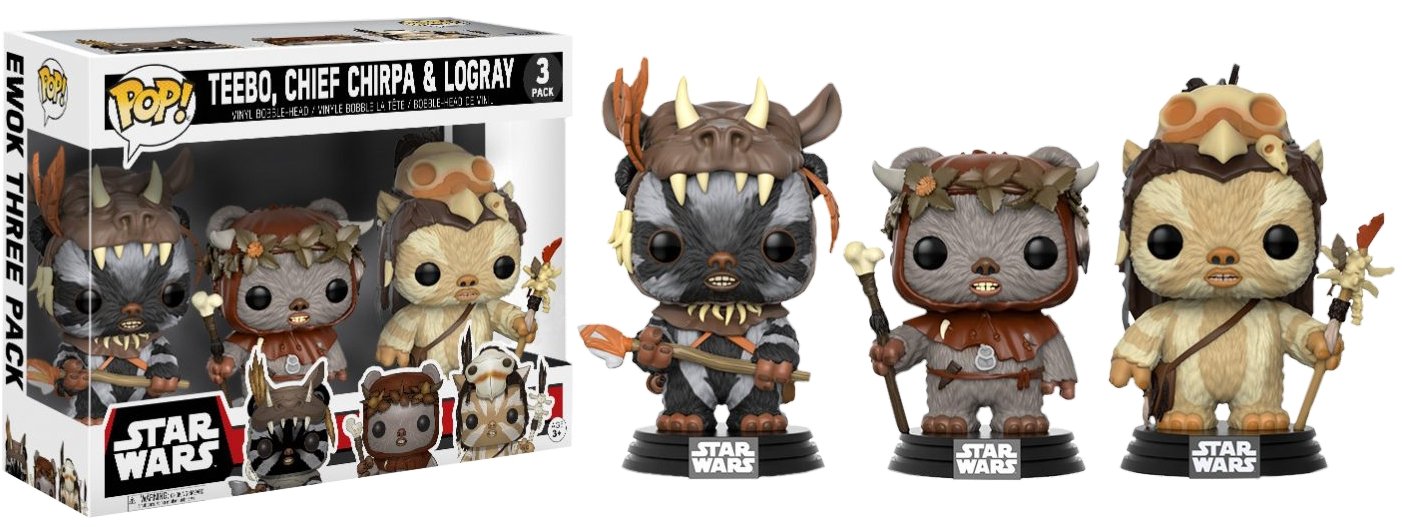 Star Wars - Teebo, Chief Chirpa, Logray US Exclusive Pop! 3-Pack - Ozzie Collectables