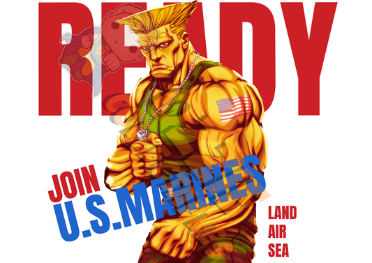 Street Fighter - Guile Marines - William Ross Art Print Poster