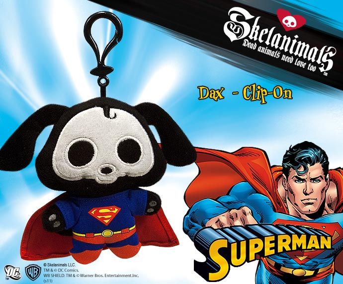 Skelanimals - Superman Dax 4" Clip-On Plush - Ozzie Collectables