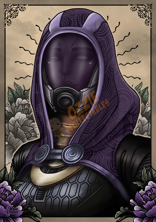 Tali Mass Effect tattoo Print By Rose Demon - RoseDemon Art Print Poster