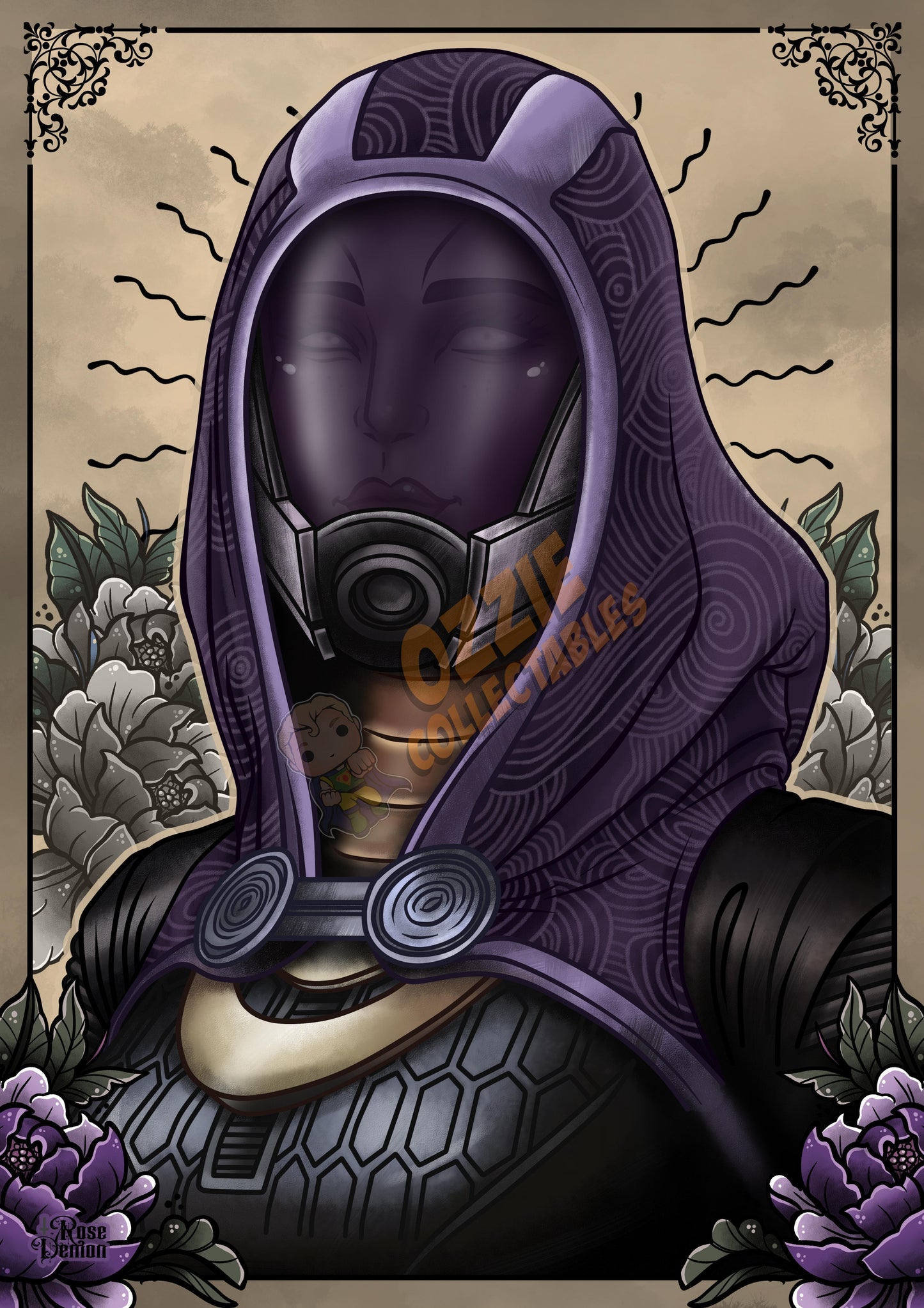 Tali Mass Effect tattoo Print By Rose Demon - RoseDemon Art Print Poster