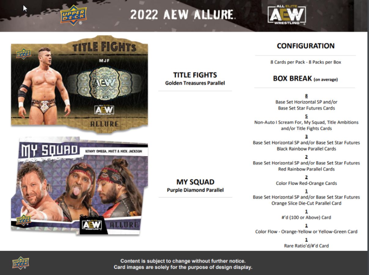 AEW - 2022 Allure Wrestling Hobby Trading Cards (Disply of 8)