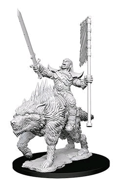 Pathfinder - Deep Cuts Unpainted Orc on Dire Wolf - Ozzie Collectables