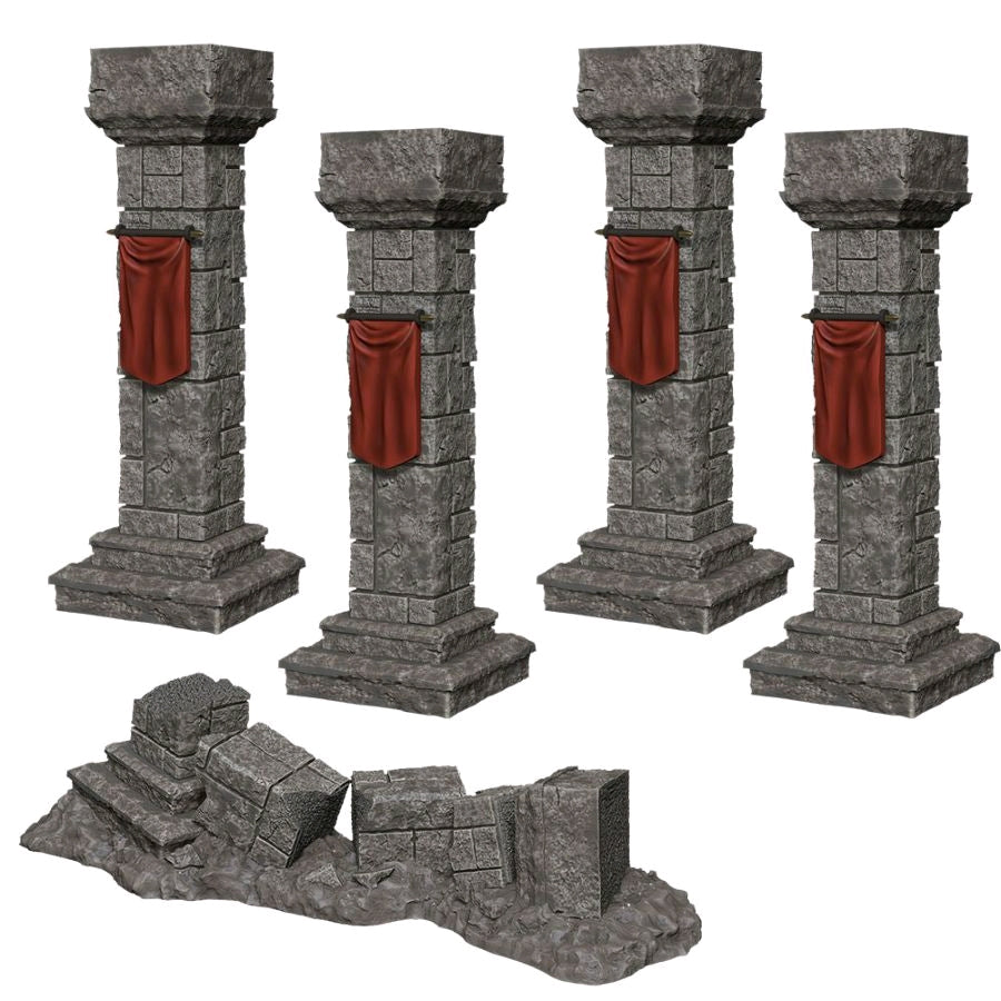 WizKids - Deep Cuts Unpainted Miniatures: Pillars & Banners - Ozzie Collectables
