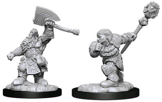 Magic the Gathering - Unpainted Miniatures: Dwarf Fighter & Dwarf Cleric