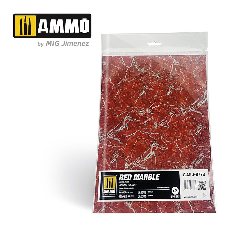 Ammo by MIG - Dioramas - Marble - Red Marble - Round Die Cut Marble Bases 2pc