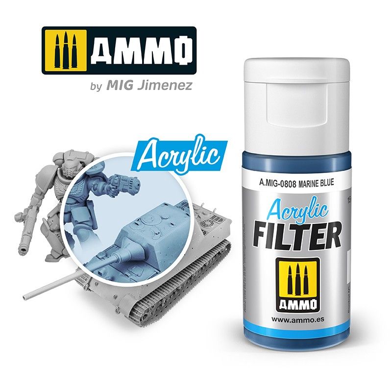 Ammo by MIG Acrylic Filter Marine Blue