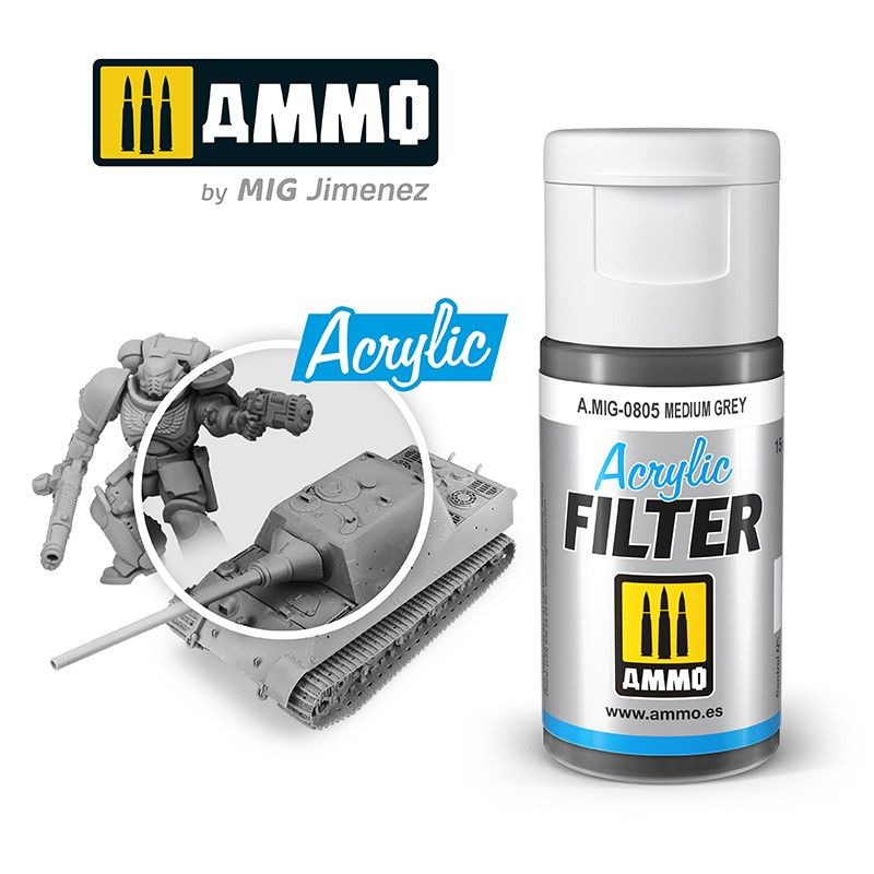 Ammo by MIG Acrylic Filter Medium Grey
