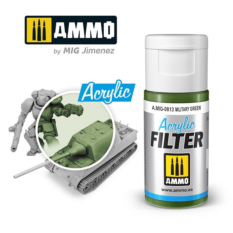 Ammo by MIG Acrylic Filter Khaki Green