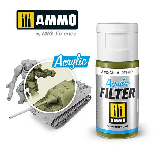 Ammo by MIG Acrylic Filter Yellow Green