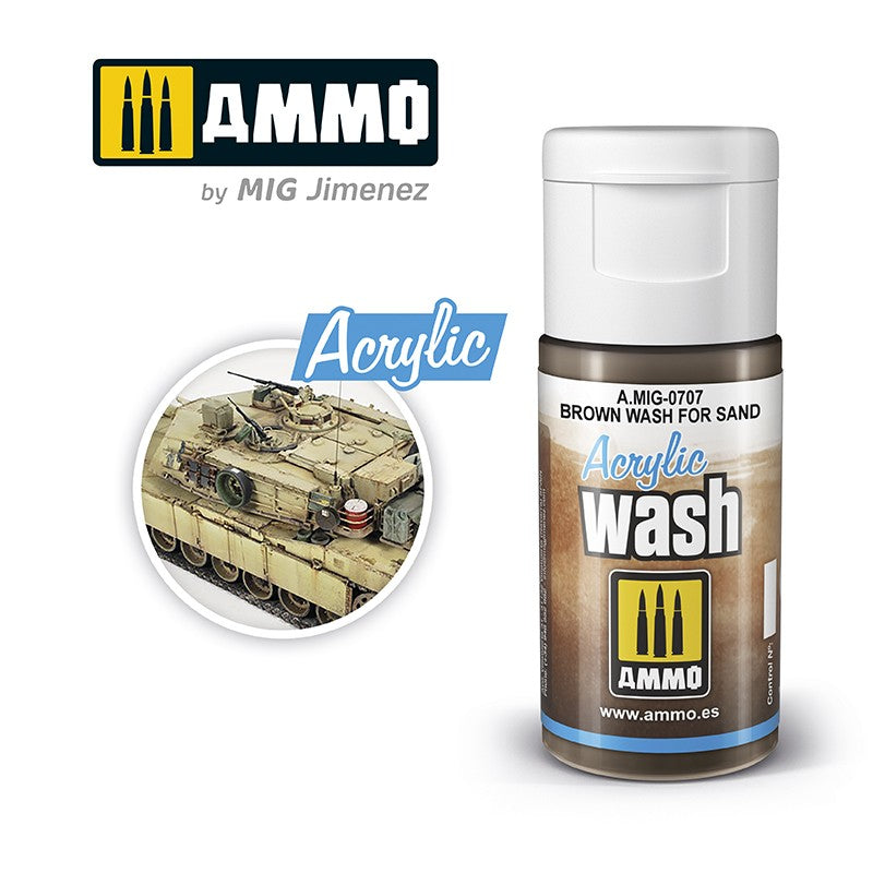 Ammo by MIG Acrylic Washes: Brown Wash for Sand 15ml