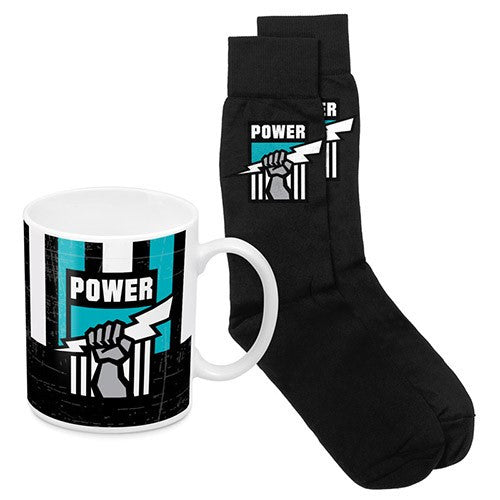 AFL Coffee Mug and Sock Pack Heritage Port Adelaide Power