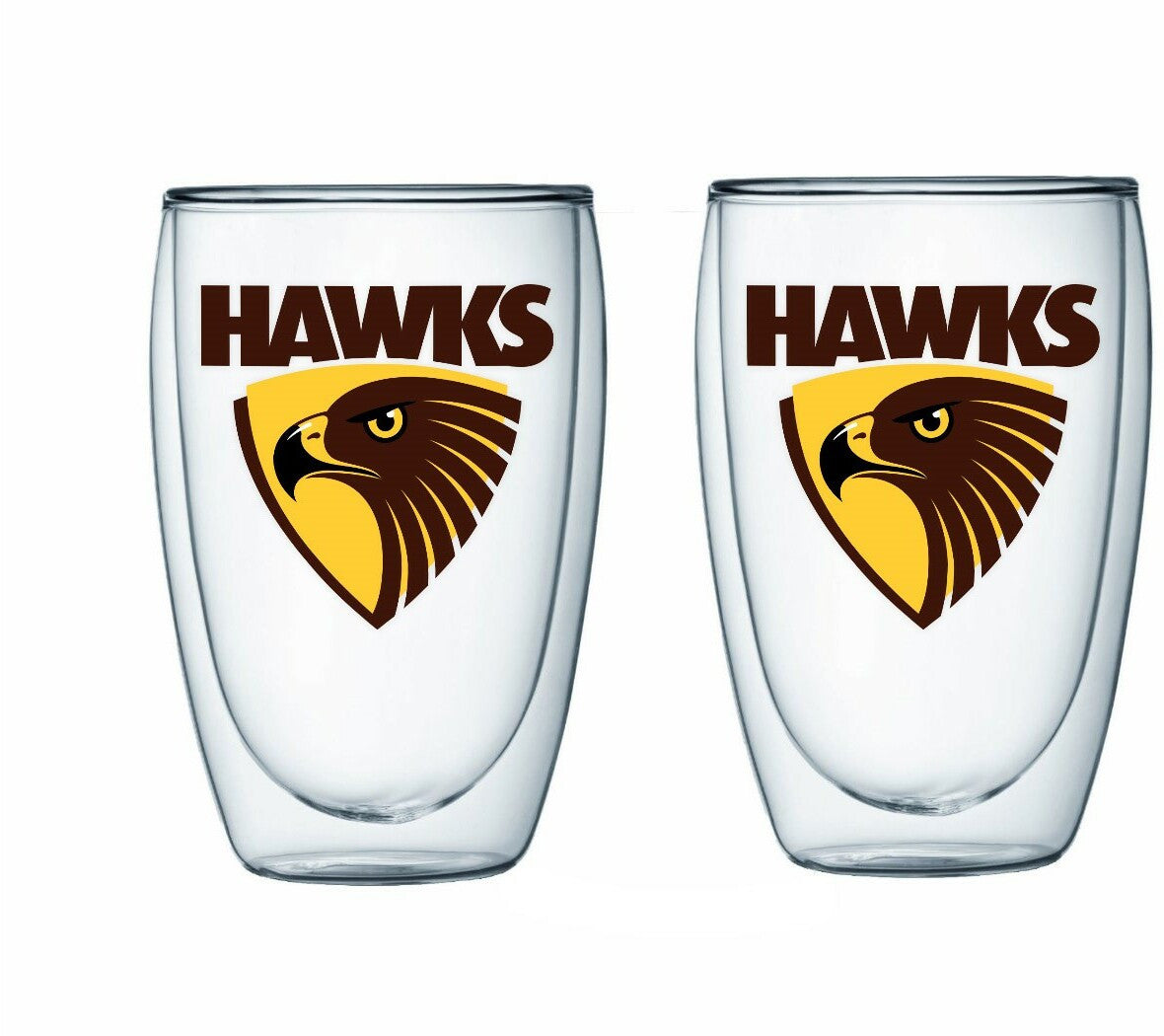AFL Double Wall Glasses Set of 2 Hawthorn Hawks