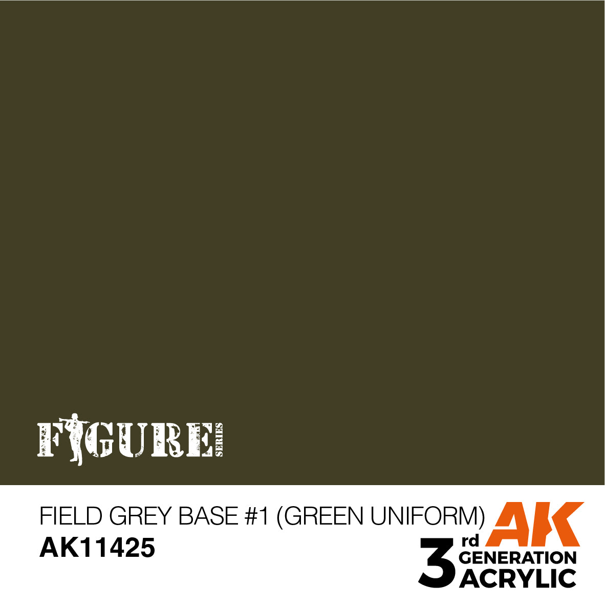AK Interactive 3Gen Figures Acrylics - Field Grey Base #1 (Green uniform) 17ml